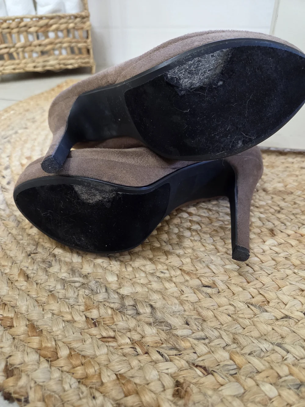 Women's Taupe Over-the-Knee Slouchy High Heel Boots